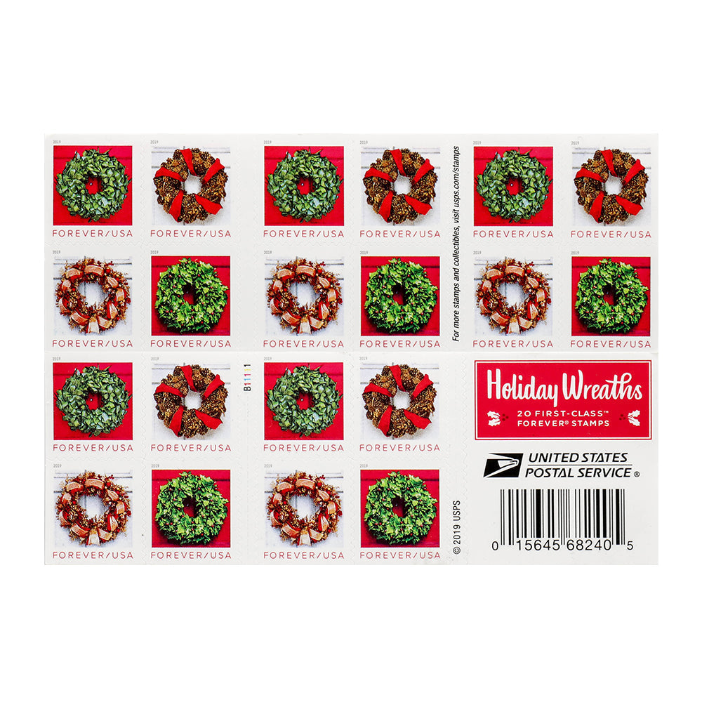 2019 US Holiday Wreaths Forever First-Class Postage Stamps